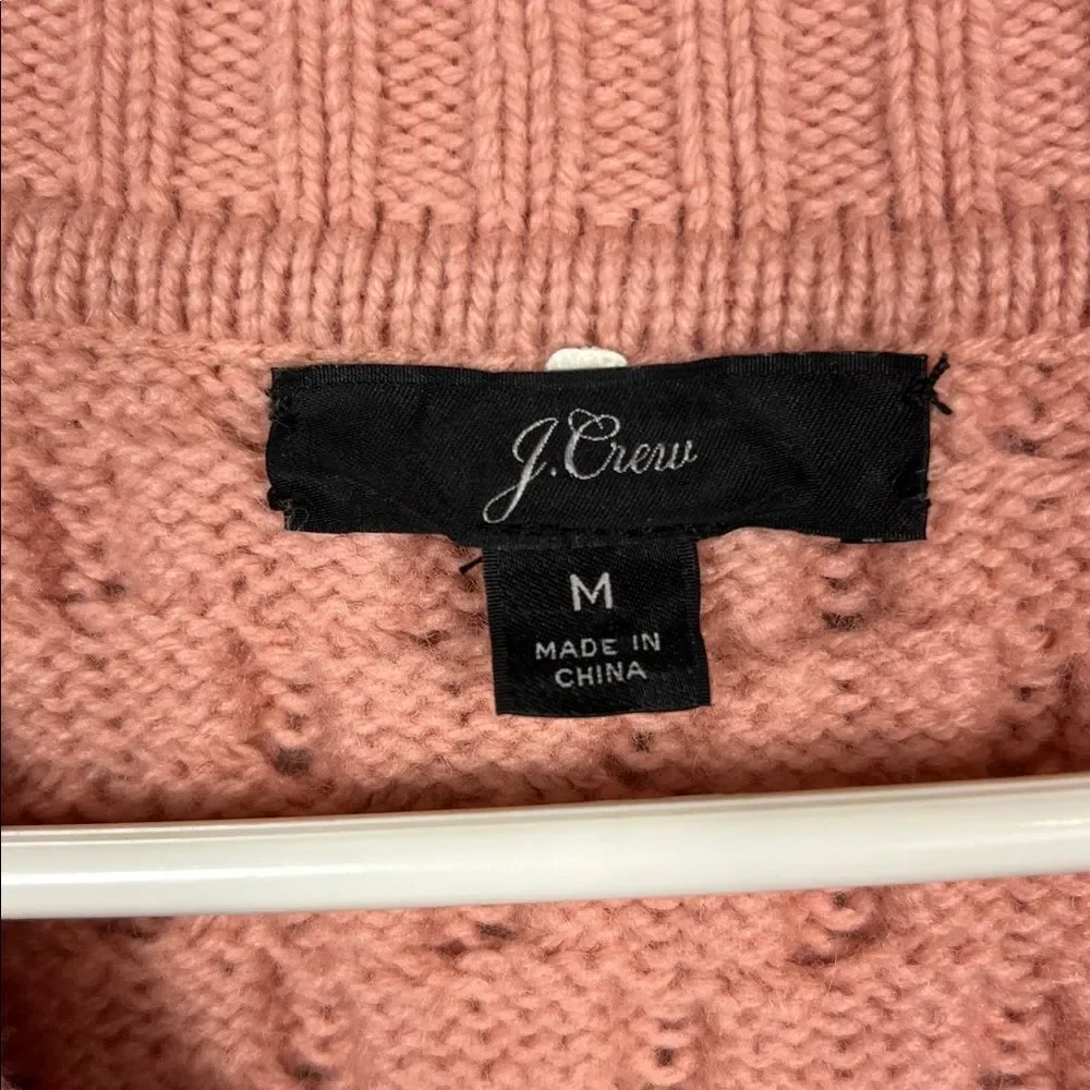 J. Crew Pink Wool Blend Thick Knit Mock Neck Sweater